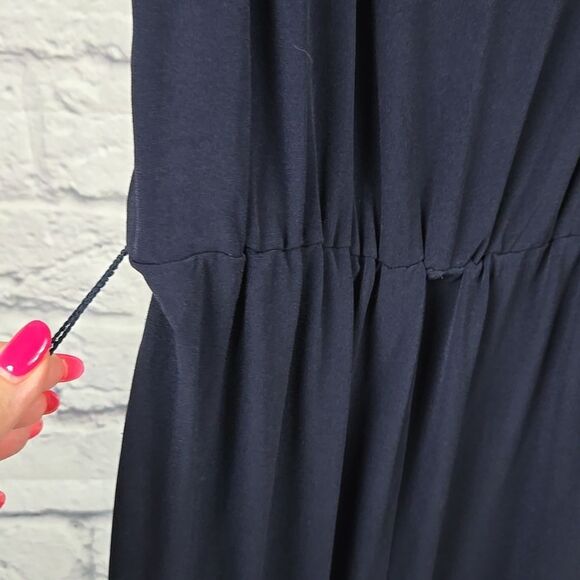 Express Women's Jumpsuit Sleeveless Navy Blue Lace V-Neck Super Soft Jersey Knit - Picture 8 of 11